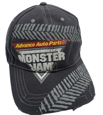 Monster Jam Hat Advance Auto Parts Tire Tracks Gray Strap Back Official Gear