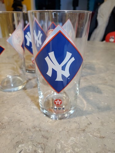 Vintage 1994 NEW YORK YANKEES MLB Glass Tumbler TEXACO Set of 4 - Bild 4 von 5