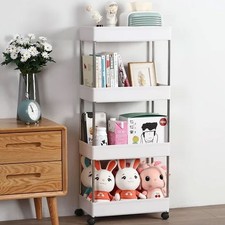 Carrello Carrellino Multiuso Mobile Spazi Stretti Portaoggetti 4 Ripiani Bianco