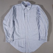Brooks Brothers Button Down Shirt Mens 17.5-4 Blue Slim Fit Oxford Makers VTG