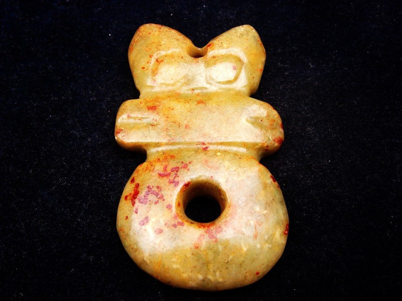 Old Nephrite Jade Stone Carved HongShan Culture Ancient Warrior #02062602