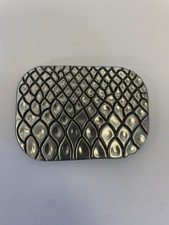 Vintage Silver-Tone Embossed Belt Buckle, Snakeskin Look, Never Used, Stylish