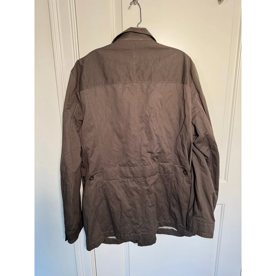 Elie Tahari 男式实用夹克全拉链纽扣衬里 XL 码棕色 — 第 2/4 张图片