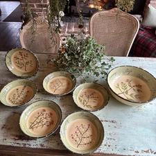 Set of 7 Certified international Culinary Herbs Giant Pasta Salad Bowls  EUC