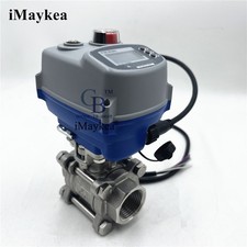AC110V 1" NPT 4-20mA Three-Piece Motorized Proportional Regulating Ball Valve