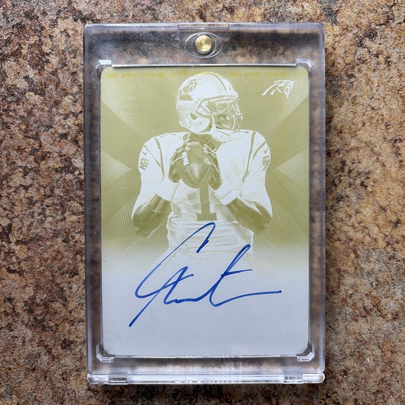 2013 Cam Newton Panini Black Printing Plate Auto Yellow 1/1