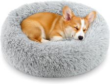 Calming Donut Dog and Cat Bed for Indoor Cats, Anti-Anxiety round Fluffy Soft Wa