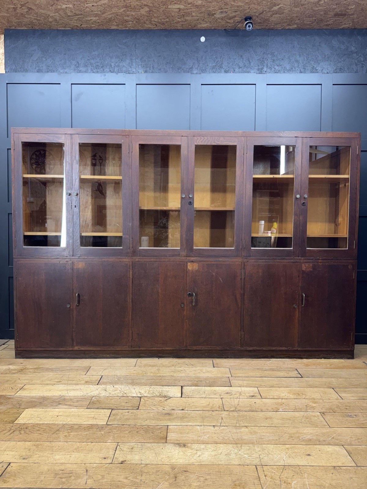 Vintage Oak Triple School Science Cupboard Cabinet – Pantry or Kitchen Storage