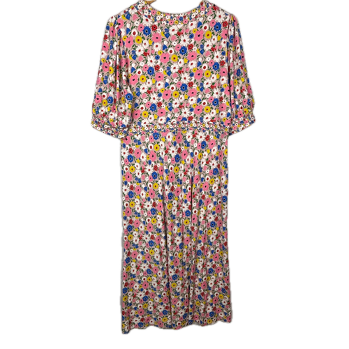 Boden Eva Jersey Babydoll Midi Dress US 12 UK 16 Milkshake Elegant Spring Floral - Picture 6 of 13