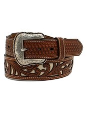 Nocona Western Belt Mens Floral Pierced Basketweave Tabs N210003808