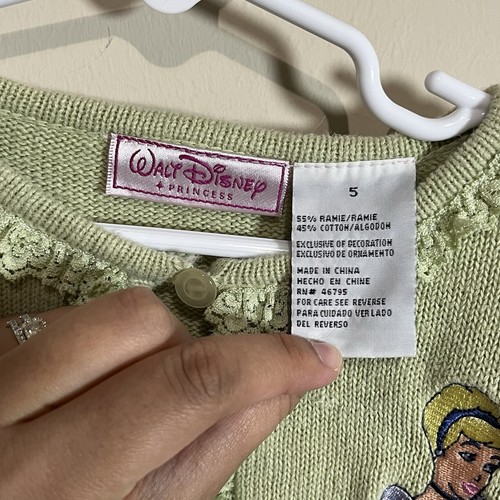 Vintage Disney Princess Cinderella Girl’s Green Cardigan - Picture 3 of 8