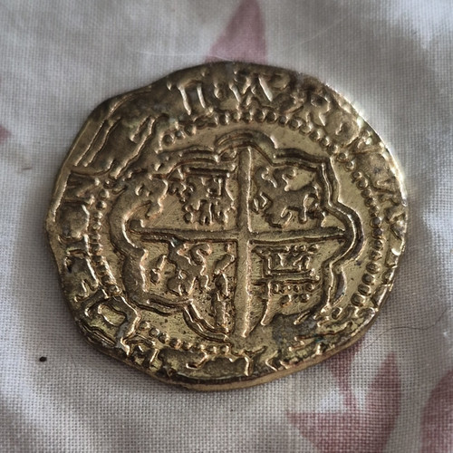 Spanish Gold Coins Cross and Shield Design Lot of 2 Gold Medieval