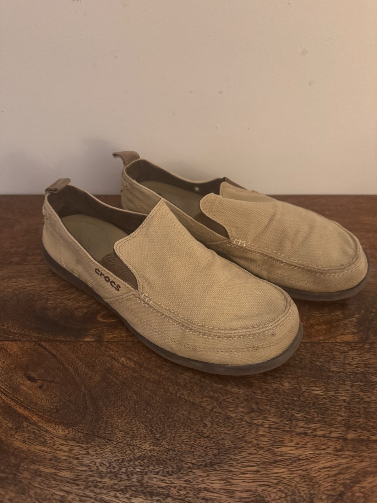 Crocs Walu Tan Slip-On Loafers for Men Size 10 Comfortable Casual Shoes-image
