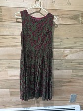 Women’s Midi Dress Olive Lace Overlay Maroon Lining Size M