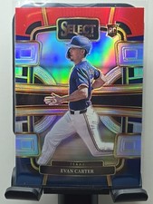 Evan Carter, Rangers, 2024 Panini Select Red Blue Prizm Rookie RC #100 Rangers