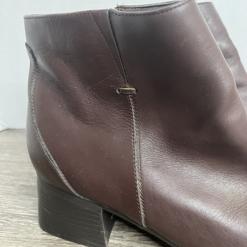 Aj Valenci Dark Brown Upper Leather Chunky Heel Ankle Boots Size 12M - Picture 2 of 14