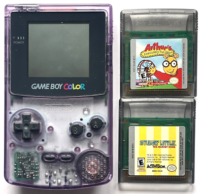 VINTAGE NINTENDO GAME BOY COLOR CLEAR PURPLE CONSOLE CGB-001 WITH 
