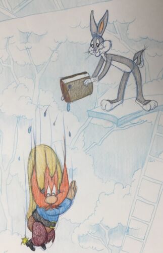 Virgil Ross Original Firmado Modelo Hoja Dibujo Bichos Yosemite Sam Personalizado Enmarcado - Imagen 4 de 7