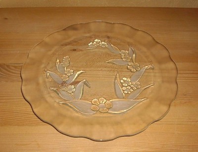 KIG Indonesia1 wunderschöner Anbietteller, Glas mit Blumen Dekor