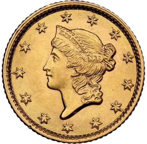 1854 - Liberty $1 Gold - Type 1 - NGC MS63 - NICE ORANGE TONED PERFECT SURFACES