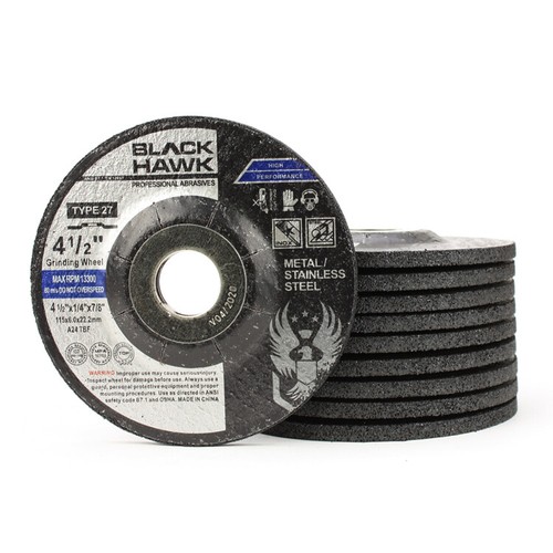 10 Pack - 4-1/2" x 1/4" x 7/8" Black Hawk Grinding Wheel (T27 Depressed Center) - 第 1/6 張圖片