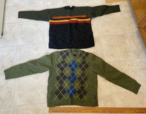Lot Abercrombie & Fitch Mens Argyle Shetland Wool Long Sleeve Sweater Shrunk - Picture 1 of 10