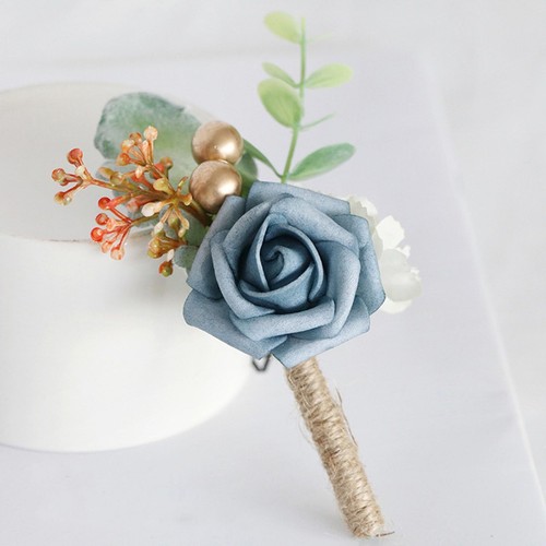 2Pcs Corsage Wedding Boutonniere Artificial Rose Flowers Bouquet Brooch Decor... - Picture 5 of 8