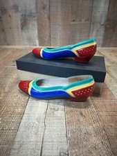 Vintage 80s Thomas Cort Leather Pump Multi Colored Colorblock Size 7 AAAA NARROW