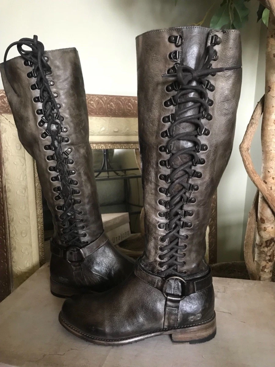 Bed Stu Free People Burnley Womens Taupe Leather Tall Lace up Boot 7M 6 385