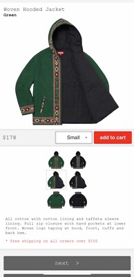 Supreme SS20 Woven Hooded Jacket Green Large | eBay