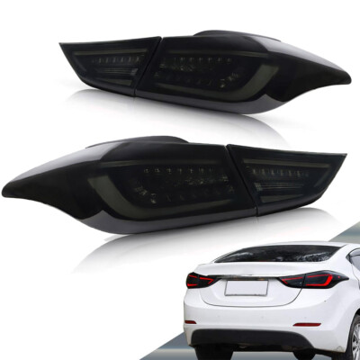 VLAND Smoked LED Tail Lights Fit 2011-2016 Hyundai Elantra Sequential Rear Lamps