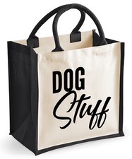 Dog Stuff Midi Size Jute Shopping Tote Bag Lunch Dog Lover Pup Puppy Owner Pet