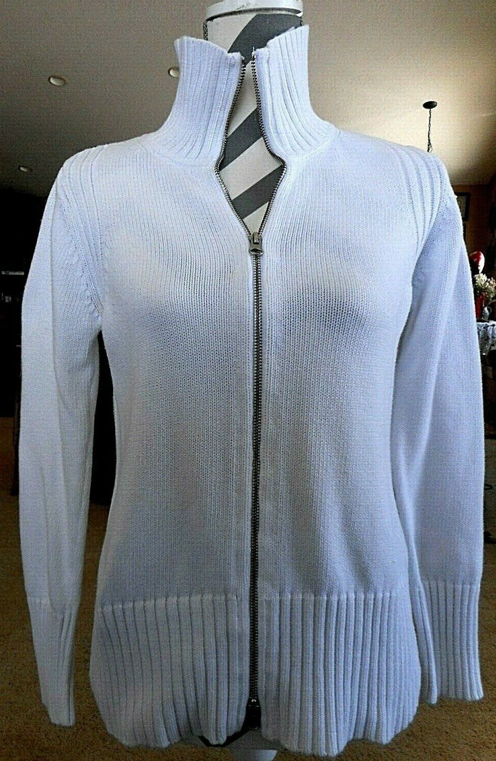 Small Winter White Pendleton Cardigan Sweater Zip… - image 1