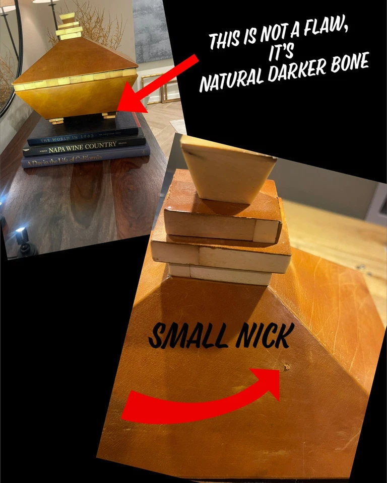 Sexy Leather and Bone Velvet Lined Decorative Box Storage Keepsake Box with Lid - Image 3 of 4