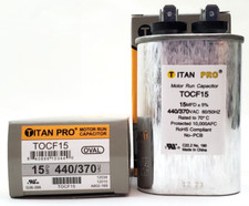 Lot of 2 Titan Pro TOCF15 Oval Motor Run Capacitors 15MFD 370/440 VAC