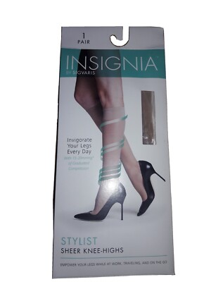 Insignia Sigvaris Stylist Sheer Graduated Compression Knee Highs Natural Size C