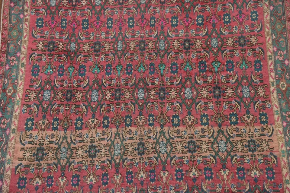 Vintage Traditional Geometric Hamedan Area Rug 5'x9' Hand-knotted Wool Carpet - Image 4 of 4