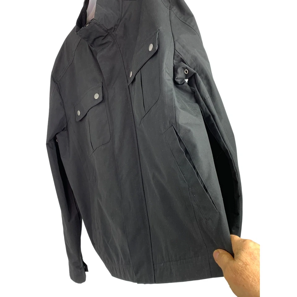 Большая куртка дальнобойщика Cole Haan на молнии черная б/у в отличном состоянии 6488 холщовая пружинная $250 дождевая - Изображение 2 из 4