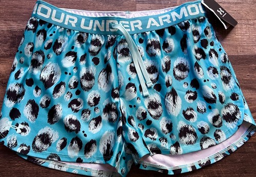 Neu mit Etikett Under Armour YXL Mädchen türkis/aqua/schwarz/grau bedruckte Shorts Set - Bild 4 von 5