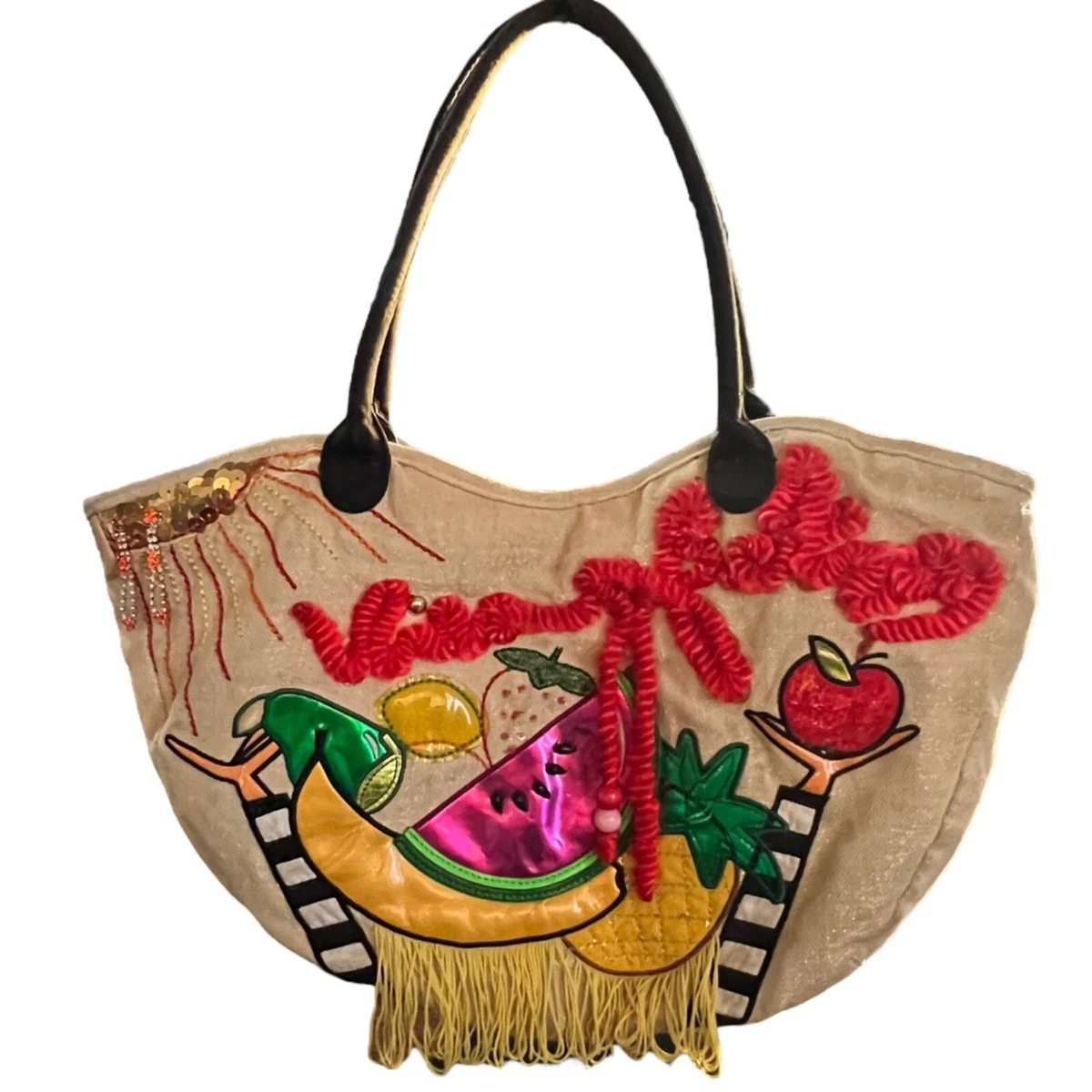 Betsey Johnson Fruit Fringe Boho Shoulder Bag | eBay
