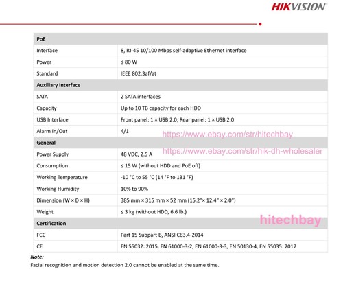 Hikvision 4K 8CH 8PoE AcuSense NVR 2SATA 12MP IP Video Recorder DS-7608NXI-K2/8P - Picture 9 of 9