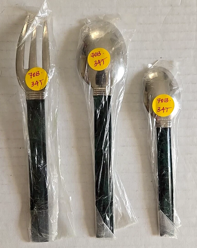 Lote de cubiertos Mikasa de acero inoxidable 18/8 diseño de mármol verde cuchara tenedor Japón Foto 4 de 4