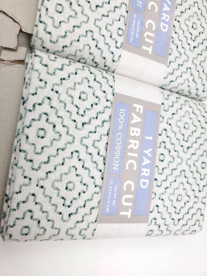 3 Yards Sewing Fabric David Textiles Green Diamonds Geometric 1 Yard Each (x3) - Image 3 of 3