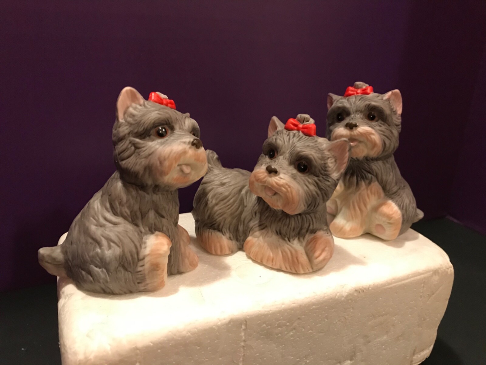 Vintage Set of 3 HOMCO Porcelain Dog Figurines 1475 Yorkshire