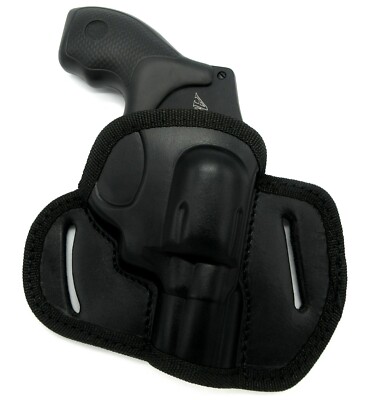 Cebeci Black Leather RH OWB Belt Holster for S&W 437 442 637 638 442 642, 1-7/8''