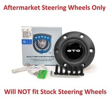 Black Steering Wheel 6 Hole Horn Button W Pontiac Gto Script Emblem Black Steering Wheel 6 Hole Horn Button W Pontiac Gto Script Emblem
