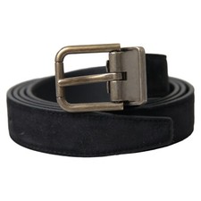 DOLCE & GABBANA Belt Black Suede Leather Gold Metal Buckle s.110cm / 44in 400usd