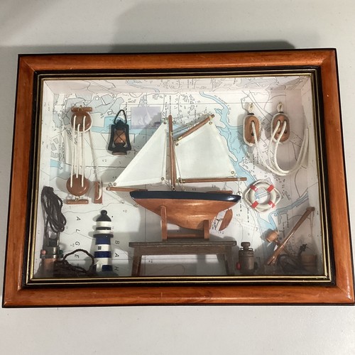 Wall Decor Shadowbox Maritime Sailboat Nautical Diorama 3D Ahoy Boats Knots Sea