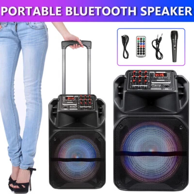 9000W Portable Bluetooth Speaker Sub woofer Heavy Bass Sound Party System W/ Mic