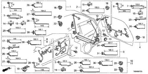 Arnés de cable para puerta deslizante izquierda de Honda (P/N 32753-TK8-A10)